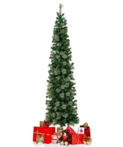 7 FT Pre-Lit Half-Shape Christmas Tree with 403 Branch Tips and 150 LED Lights