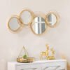 HOMCOM Metal Wall Mirrors, 107cm Modern Decorative Gold Mirror Decor Hanging, Home Wall Sculptures for Living Room Bedroom Dining Room
