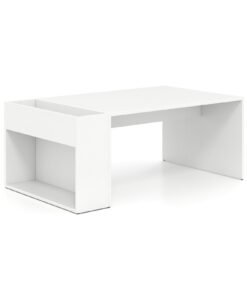 Coffee Table 85cm Coffee Table with Double-Layer Storage Space-White
