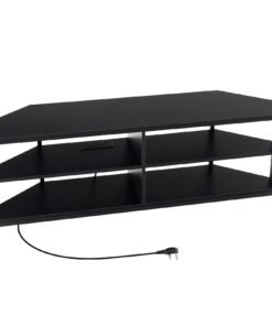 Corner TV Stand with AC Outlets and Storage Shelves-Black