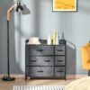 HOMCOM Chest of Drawers with 7 Foldable Drawers, 3-Tier Fabric Bedroom Dresser, Clothes Storage Unit for Bedroom, Living Room, Grey