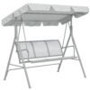 Outsunny Metal Garden Swing Chair, 3-Seater Swing Seat, Patio Hammock Bench Canopy Lounger, Light Grey