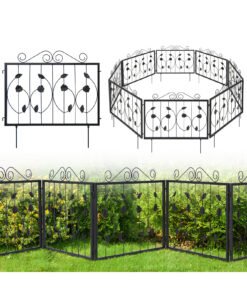 464 x 58 cm Decorative Garden Fence with 8 Panels-Black