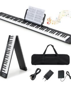 Foldable 88-Key Digital Piano for Beginners, Kids, Adults-Black