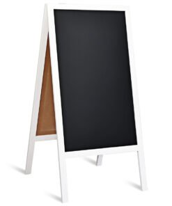 Double Sided Magnetic Blackboard Easel with Eraser and Colored Chalks-White