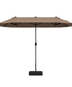 4m Double-sided Patio Umbrella with Crank Handle for Garden Pool Backyard-Tan