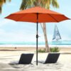 Outsunny 2.6M Patio Parasol Sun Umbrella, Tilt Shade Shelter Canopy with Crank 8 Ribs Aluminium Frame, Orange