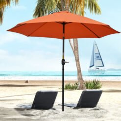 Outsunny 2.6M Patio Parasol Sun Umbrella, Tilt Shade Shelter Canopy with Crank 8 Ribs Aluminium Frame, Orange