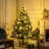 HOMCOM 1.5m 5ft Pre-Lit Christmas Tree Artificial Spruce Xmas Tree Warm White LED Holiday Dcor with Metal Stand