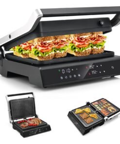 3 in 1 Indoor Grill with 180-degree Opening Design and 5 Auto Cooking Modes