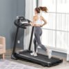 HOMCOM Folding Treadmill, 2.0HP Incline Treadmill Running Machine, 12.8 km/h, with LED Display, Manual Incline, 12 Preset Programs, Drink & Phone Holder for Home Gym Fitness