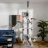 PawHut Floor to Ceiling Cat Tree for Indoor Cats, 240-260cm, Adjustable Height - Light Grey