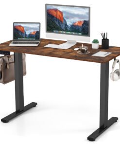 120 x 60cm Height Adjustable Standing Desk with 3 Memory Heights-Brown