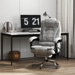 Vinsetto Heated 6 Points Vibration Massage Executive Office Chair Adjustable Swivel Ergonomic High Back Desk Chair Recliner with Footrest Grey