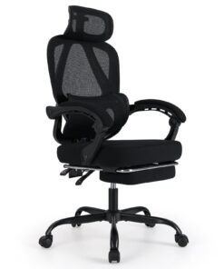 Ergonomic Office Chair High Back Mesh Desk Chair with Retractable Footrest-Black