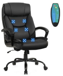 Executive Chair with 6 Point Massage and Adjustable High Back-Black