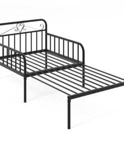 Extendable Daybed to Single Size Bed with Trundle for Adults and Guests-Black