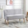 HOMCOM Modern Velvet Double Seat Sofa w/ Wood Frame Foam Padding Soft Comfortable Compact Couch Light Grey