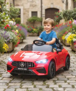 AIYAPLAY Licensed Mercedes AMG Kids Electric Car, 12V Ride On Car with Dual Motors, Remote Control for 3-6 Years, Red