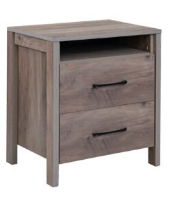 Farmhouse Nightstand Bed Side Table with 2 Drawers-Grey