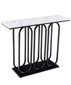 100 CM Faux Marble Entryway Table with Adjustable Foot Pads-Black