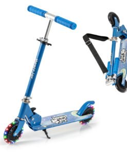 Foldable Kids Scooter Adjustable with Lighted Wheels and Kickstand-Blue