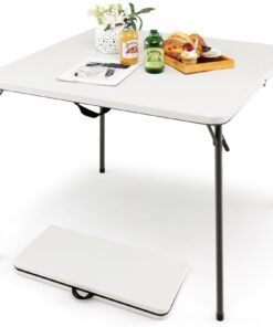 Folding Camping Table with Handle for Indoor Outdoor Use-White