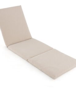 Folding Outdoor Chaise Lounge Cushion Patio Furniture Pad with Straps-Beige-1 Piece