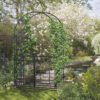 Outsunny Outdoor Garden Arch with Double Gates, Metal Garden Arbor for Climbing Plants, Roses, Vines, Wedding Arch for Outdoor, 114L x 50W x 206H cm, Dark Grey