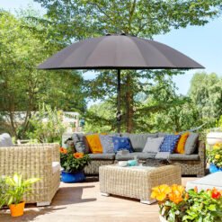 Outsunny 2.5m Shanghai Garden Parasol Umbrella with Crank & Tilt, Adjustable Outdoor Sun Shade, Grey