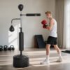 HOMCOM 4-in-1 Boxing Punching Bag, Freestanding with 2 Speed Bals, 360 Reflex Bar, 160-230cm Adjustable Height, Black