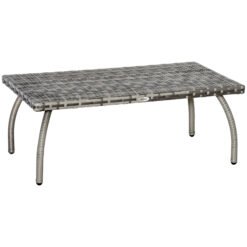 Outsunny PE Wicker Rattan Garden Coffee Table - Mixed Grey
