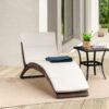 Outsunny Outdoor Foldable PE Rattan Sun Lounger with Soft Padded Cushion, Ergonomic Curved Design Sun Bed for Garden, Balcony, Garden, Brown