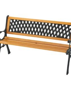 126cm Patio Garden Bench with Curved Armrests and Appealing Back