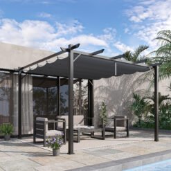 Outsunny 3 x 3 m Aluminum Gazebo, with Retractable Roof - Grey