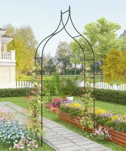 Gothic Style Garden Arbor with Multiple Side Crossbars