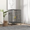 PawHut Bird Cage, Budgie Cage, with Rolling Stand, for Small Birds - Grey