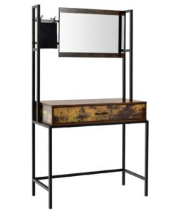 Industrial Vanity Table with 3-Position Adjustable Mirror-Rustic Brown