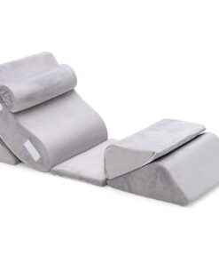 6 Pieces Folding Memory Foam Bed Wedge Pillows Set with Headrest-Grey