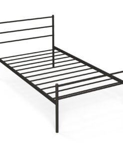 Single Metal Bed Frame with Metal Slats-Black