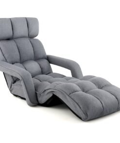 Folding Sofa Bed with 6 Adjustable Positions and 8-Angle Footrest-Grey