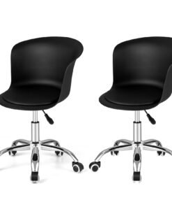 Office Desk Chair Set of 2 with Universal Rolling Casters-Black