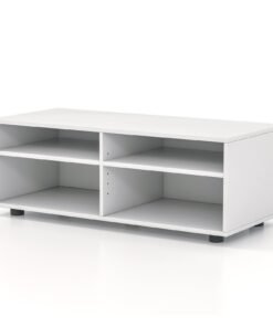 Home TV Stand with 5 Positions Adjustable Shelves for TV up to 4 Cubbies-White