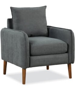 Upholstered Accent Chair with Removable Cushions and Rubber Wood Legs-Grey