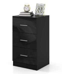 3-Drawer Wooden Dresser Cabinet with Anti-Toppling Device-Black