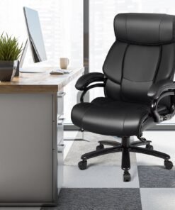 Ergonomic Office Chair with Padded Armrests and Adjustable Height-Black