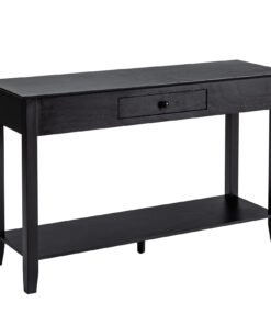 2-Tier Wooden Console Table with Drawer-Black