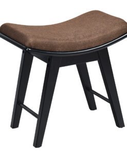 Dressing Stool with Curved Seat Cushion and Rubber Wood Legs-Black