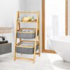 Freestanding A-Frame Laundry Hamper with Shelf-Natural
