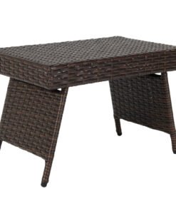 Patio Wicker Folding Coffee Table with Sturdy Steel Frame